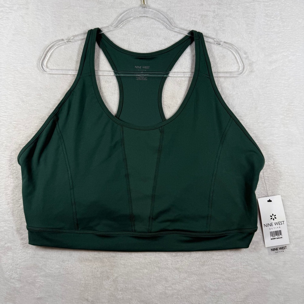 Nine West Active Womens 3X Dark Green Racerback Sports Bra NWT 9930
